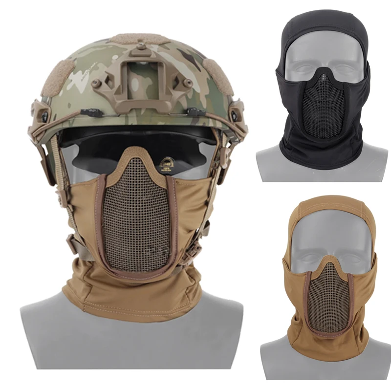 

Tactical Mask Hunting Protective Headgear Military Tactical Balaclava Cap Combat Half Face Steel Mesh Airsoft Paintball Masks