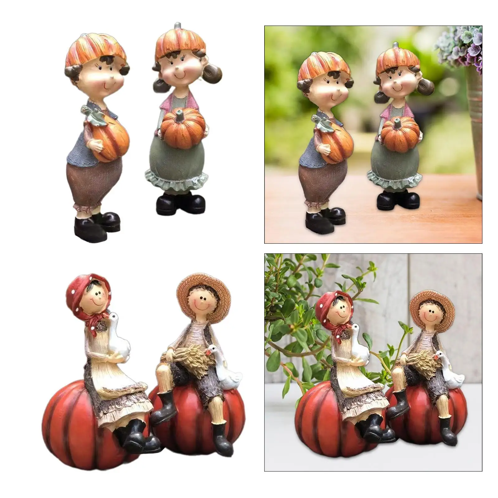 

2 Pieces Garden Decoration Craft Miniature Figurines for Courtyard Flowerpot