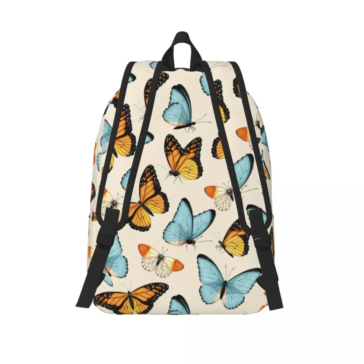 Vinatge-mochila con patrón de mariposa para adolescentes, morral de lona para estudiantes de secundaria primaria, Mochila deportiva