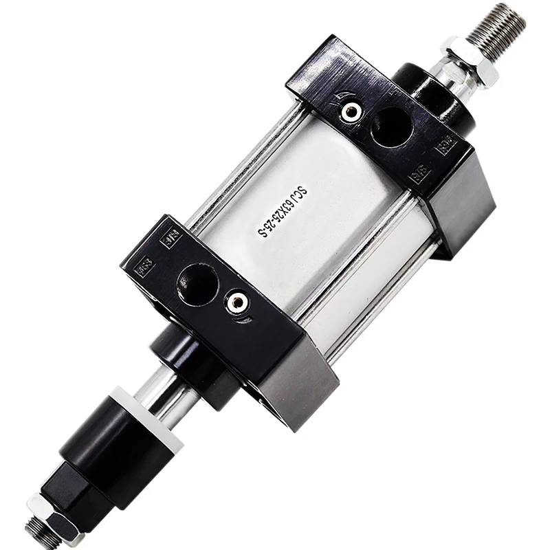 SCJ32 40 50 63 80 100 125mm Bore Adjustable Stroke Aluminum Alloy Double Acting Piston Tools Standard  Air Pneumatic Cylinder