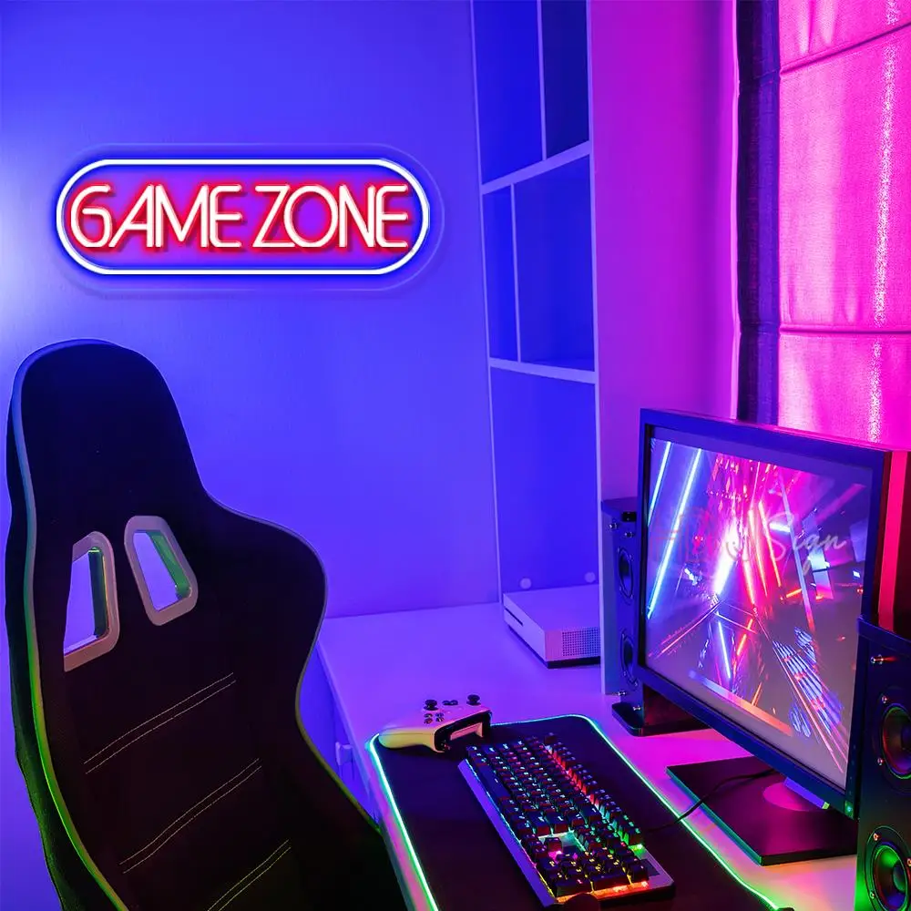 LED Neon Lights Decoração Do Quarto Do Jogo Wall Art Gamer Zona Do Jogo Quarto Pendurado Night Lights Festa Feriado Presente De Aniversário Sinal De Neon USB