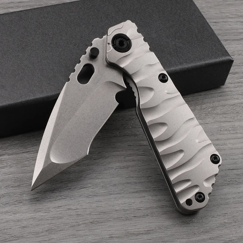 D2 Steel Plate Titanium Alloy Handle Folding Knife Outdoor Camping Survival Multi functional Portable Tool