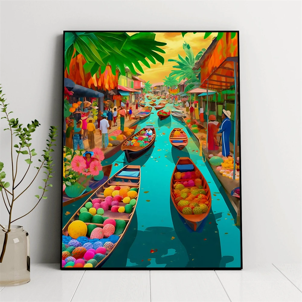 Phi Phi Islands Travel Print Thailand Coastal Wall Art Miami Poster Florida Beach Print Tropical Cityscape Coastal Wall Art