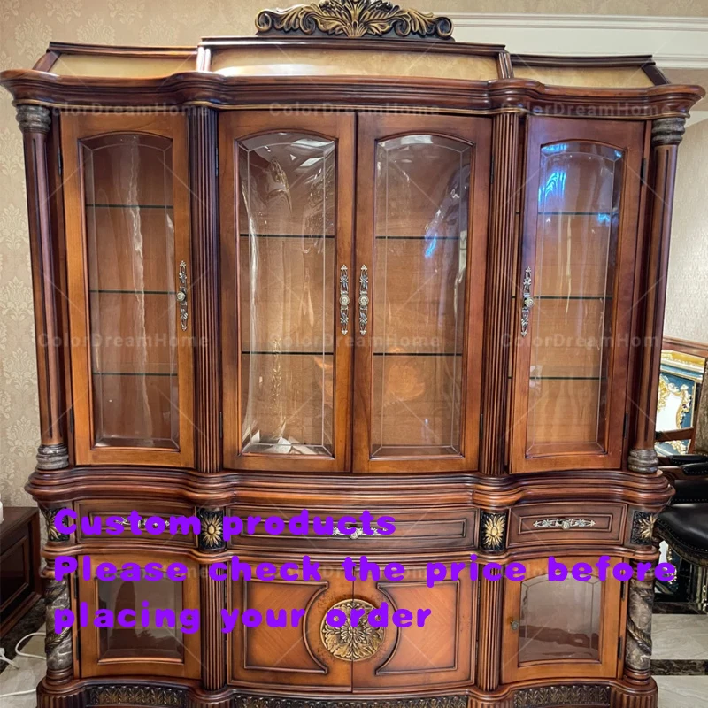 custom.American Style Design Display & China Cabinets With Glass Carving Wood Furniture Antique China Cabinet