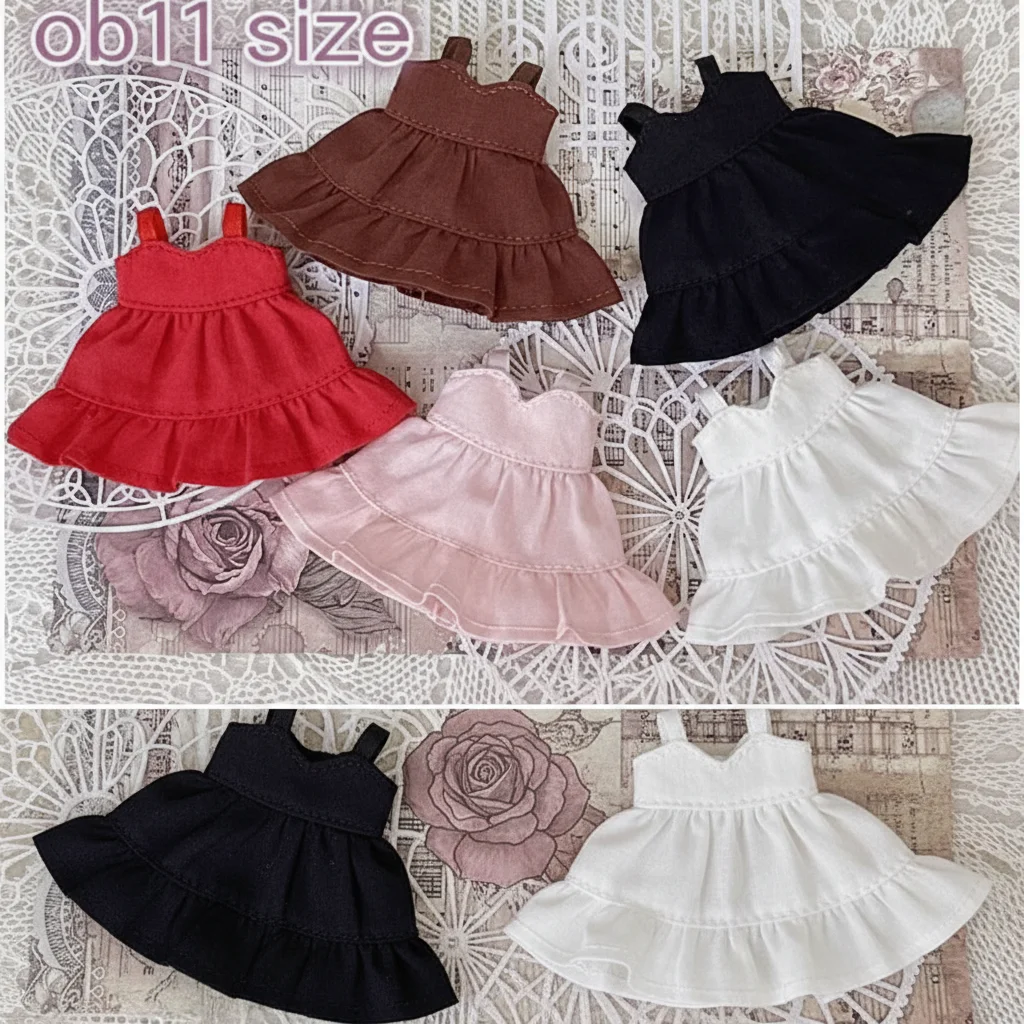 Handgemachte einfarbige Doppelschichtrock für 1/11 OB11 Puppen Nachthemd Kleid Mode Puppe Kleidung Kleider für 1/12 BJD Puppen