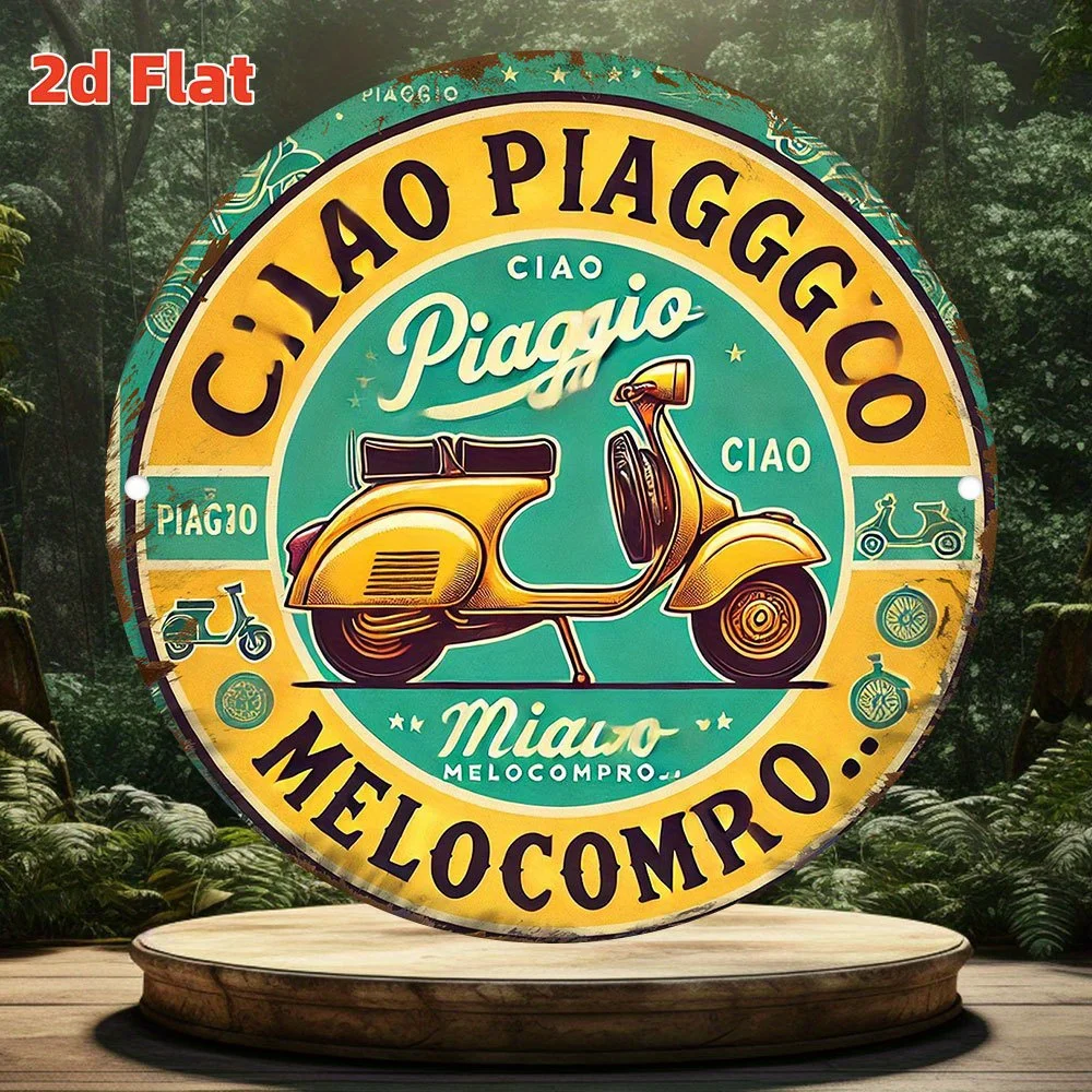 Vintage Ciao Piaggio Metallblechschild – wasserdichtes und staubdichtes Aluminium-Wandschild mit Roller-Design, ideal für Zuhause, Bar, Café