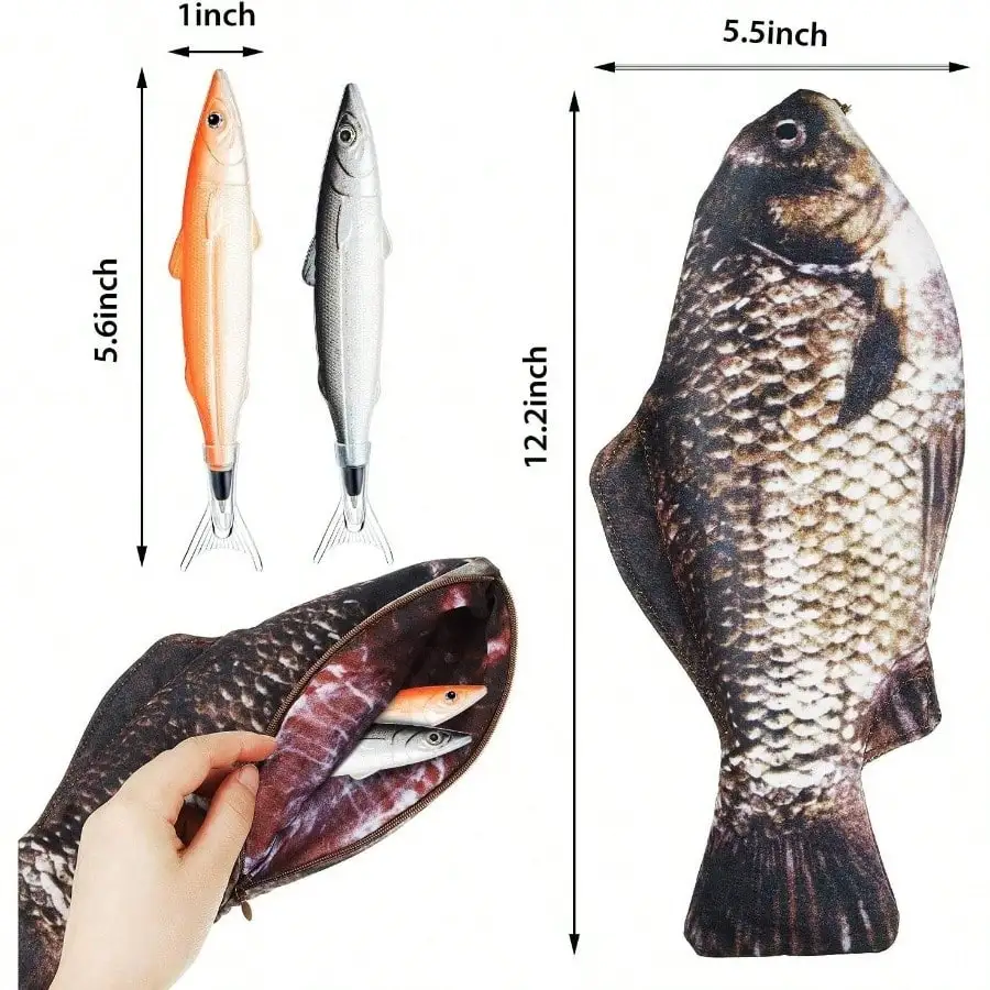 魚の形をした鉛筆、パッド入りフォームライニングと可愛い魚のペン付き