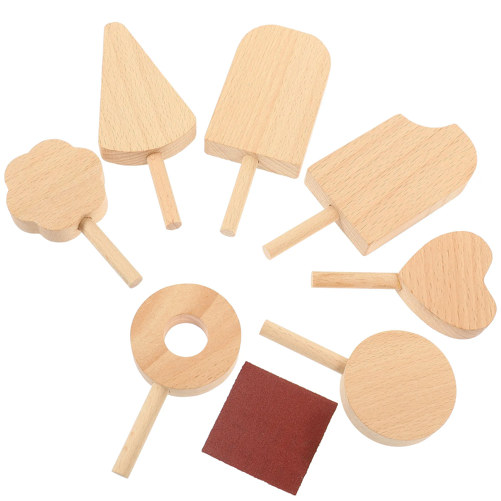 

7 Pcs Cream Photo Props Wooden Molds for Kids Toys Display Painting Ice Cream Molds Decorations Small Crafts Painting Models