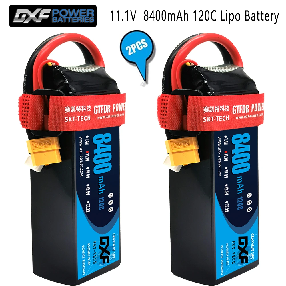 2PCS DXF 7.4V 7.6V 11.4V 22.8V 11.1V 15.2V 14.8V 22.2V 2S 3S 4S 6S 5200Mah 6300Mah 6500mAh 6200mAh 6750mAh 8000mAh 7000mAh Lipo