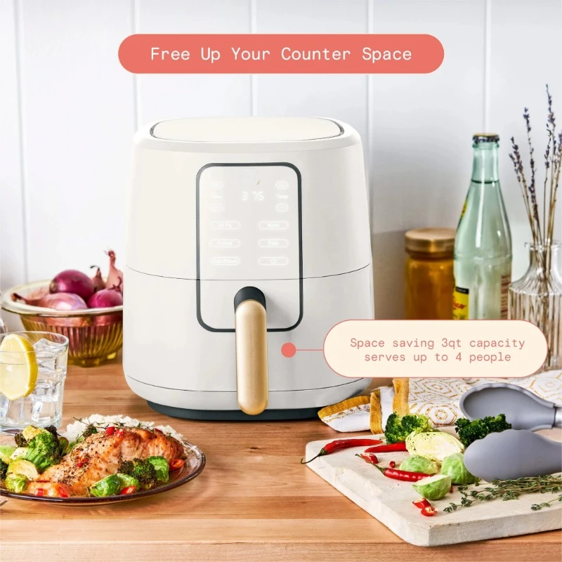 หม้อทอด Air fryer 3 QT พร้อมเทคโนโลยี turbocrisp ไอซิ่งสีขาว