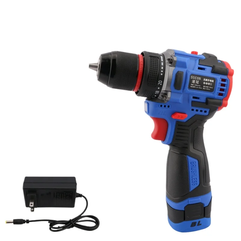 

Brushless lithium battery drill 21V charging, handheld gun drill impact, high-speed punching, large torque 16.8V screwdriver