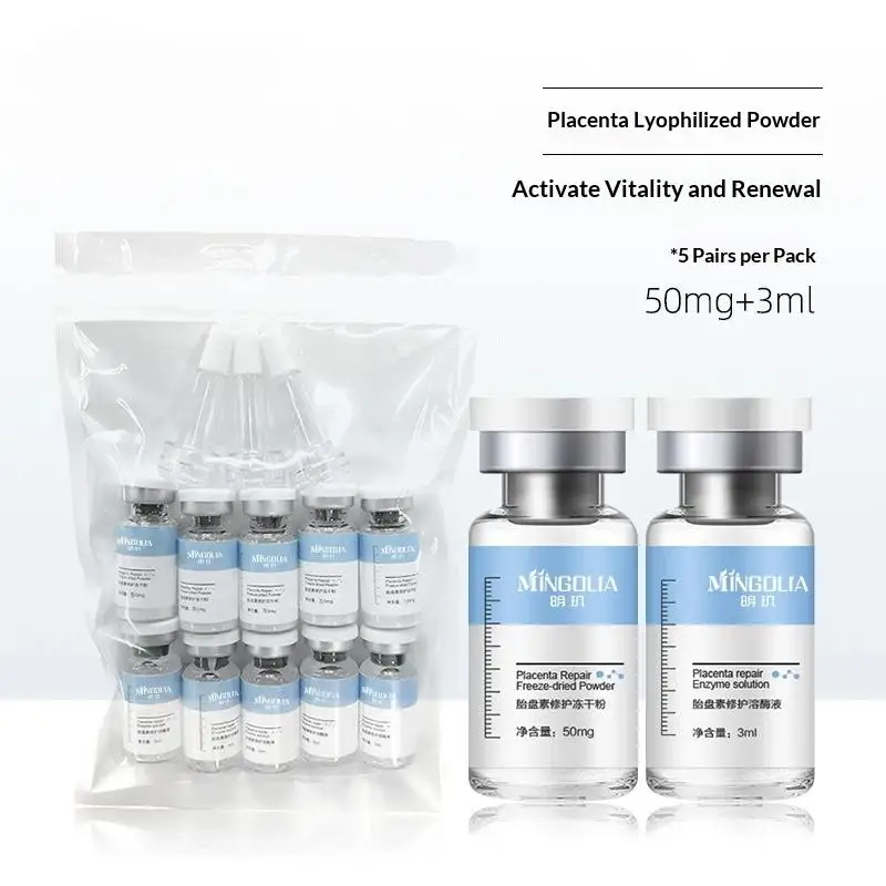Polypeptide Placenta Freeze-dried Powder Glow Boosting Hydrating Repairing Facial Serum for Dull Tired Skin Morning Use