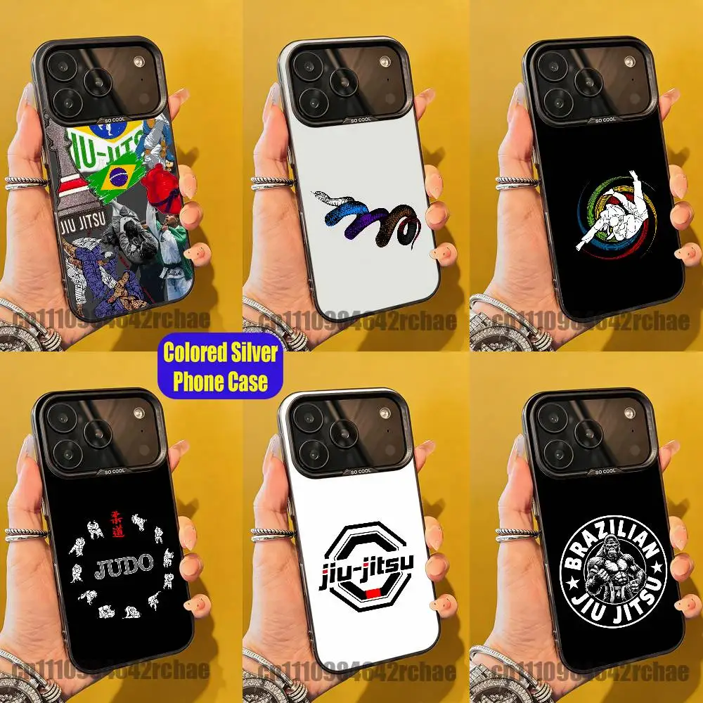 

For Brazilian BJJ Japan Judo Jujutsu Jiu Jitsu Phone Case iPhone 15,17,12,14,13,16,11,E,Max,Plus,Air,Pro,Mini Colored Silver