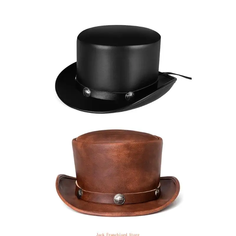 

PU Leather Gentleman Hat Hat Punk for Costume Cosplay Hat Accessories