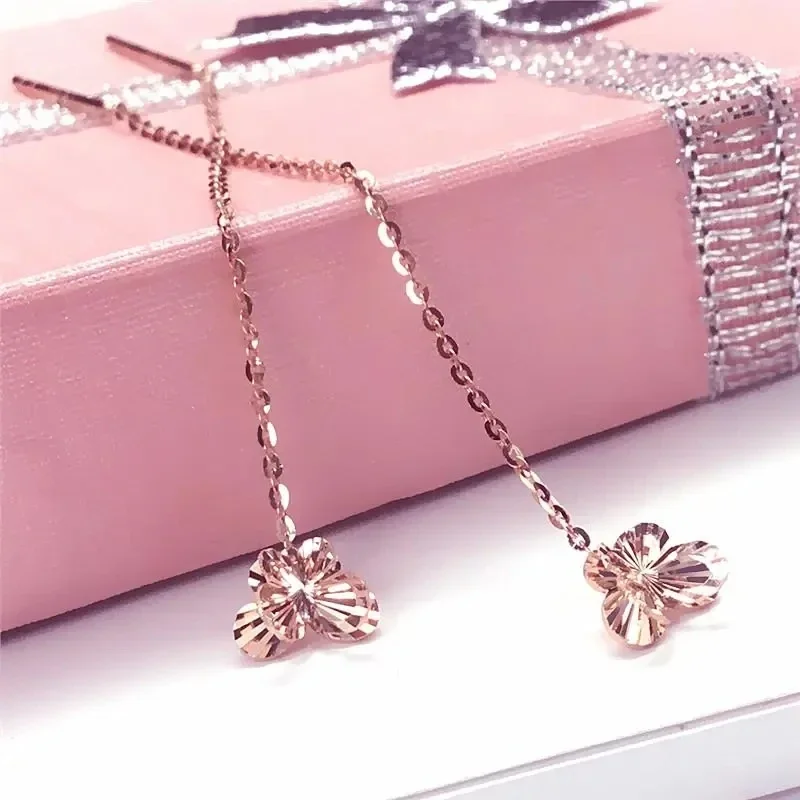 585 purple gold plated 14k rose gold Creative butterfly Ear line sweet and elegant earrings for women engagement jewelry gift