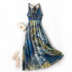 100% Silk Sexy Dress Summer Dresses For Women 2024 New Korean Fashion Long Dress Women Elegant Party Dress Vestidos Mujer Lq210