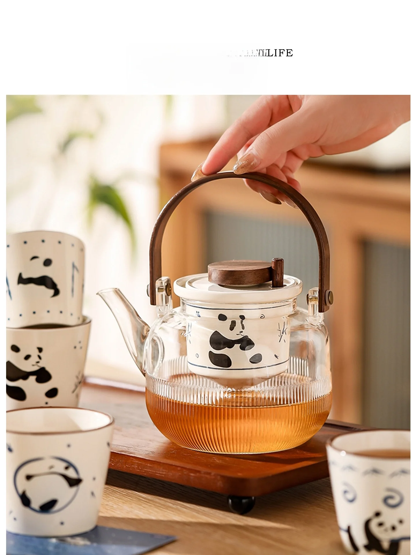 

Чайный набор Tlife Panda для заваривания чая, свадеб, новоселья, в китайском стиле, с ручной иллюстрацией, 6 предметов, подарочный, высокого качества