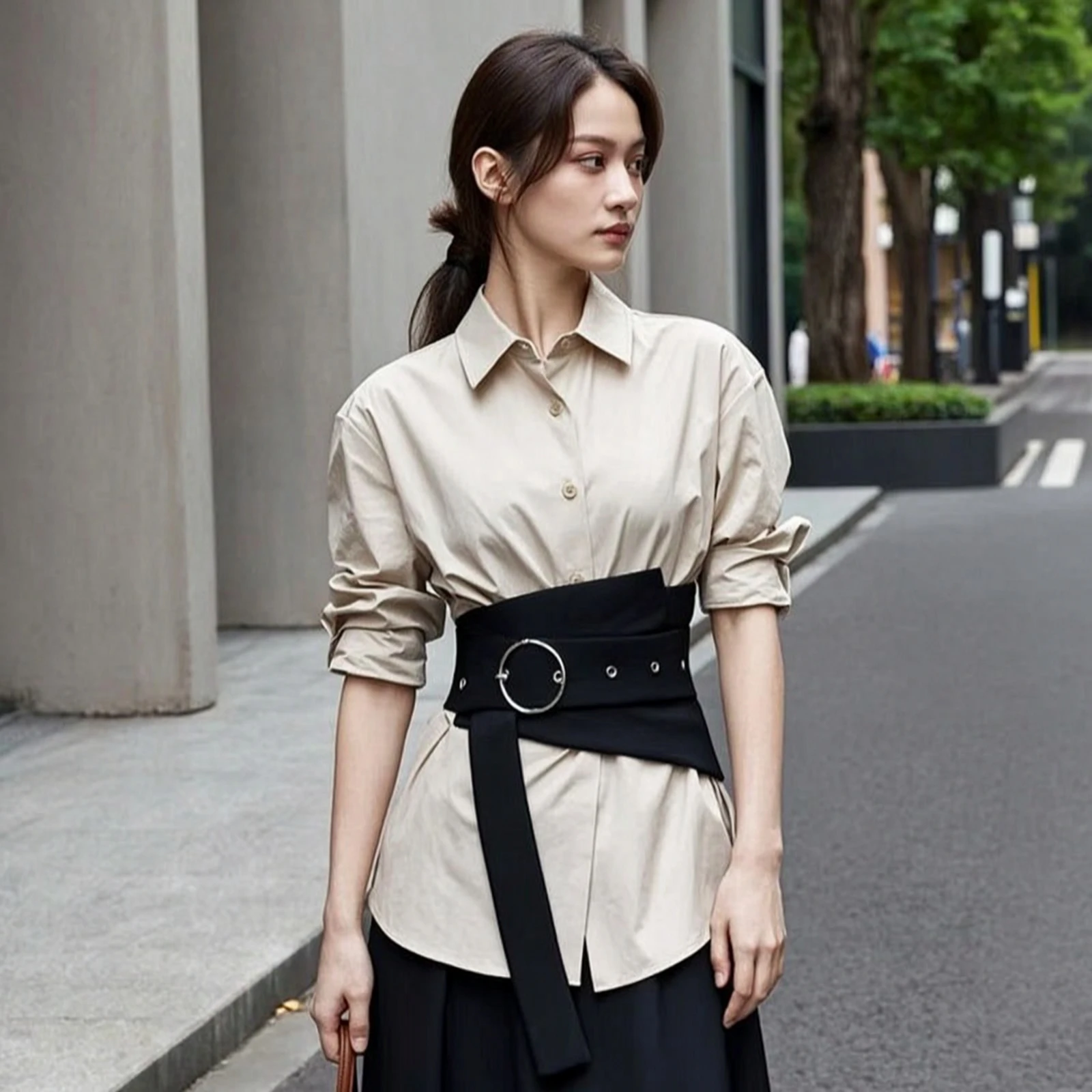 

Waist Belt with O-Circular Thick Textile Waist Belt Elegant Minimalist for Women, Dresses, Oversized Shirts