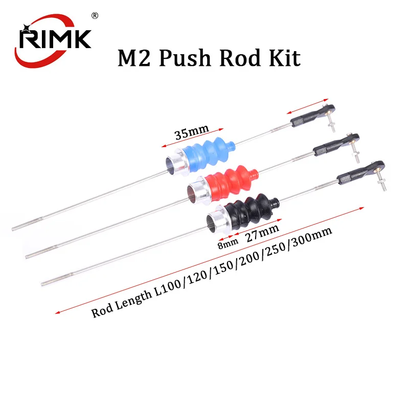 RC Boat M2 Ball Head Tie Rod End+Rubber Bellows Radio Box Seals+Servo Push Pull Rod（Length 100~300mm) for RC Boat