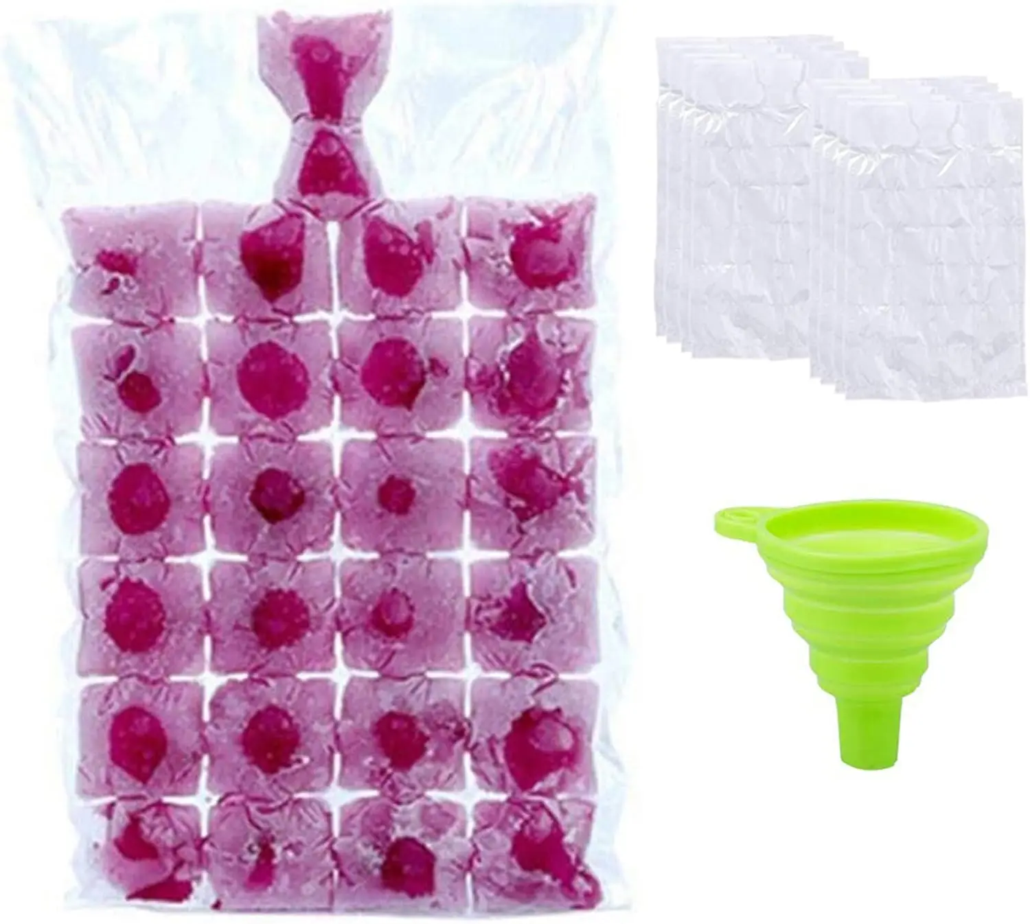Disposable Ice Cube Bags,Stackable Easy Release Ice Cube Mold Trays, Self-Seal Freezing Maker,Cold Ice Pack Cooler Bag for Cockt