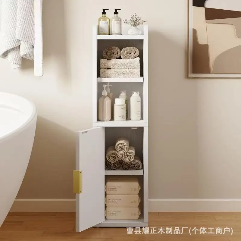 Wooden bathroom locker with door adjustable corner multi-layer storage cabinet household kitchen sundries sorting storage cabine