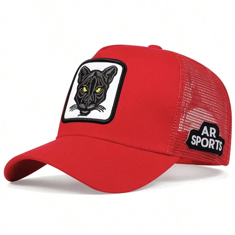 Unisex Cat Embroidery Baseball Net Caps Spring Summer Outdoor Regulowane czapki z filtrem przeciwsłonecznym