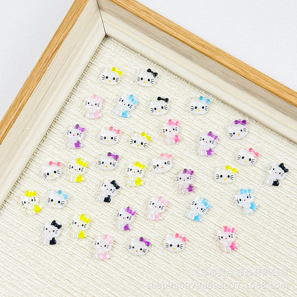50PCS Cute Hello Kitty Resin Nail Charms 3D Colorful Bow KT Cat Nail Decorations DIY Manicure Accessories for Nail Art