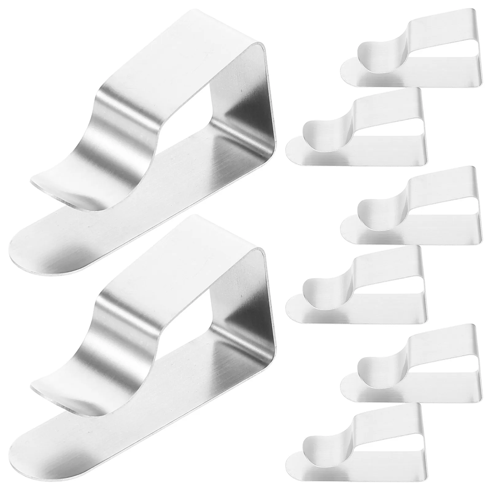 8Pcs Stainless Steel Trapezoid Tablecloth Clamps One-Piece Rust-Proof Table Skirt Fasteners for Outdoor Events Picnic Tables