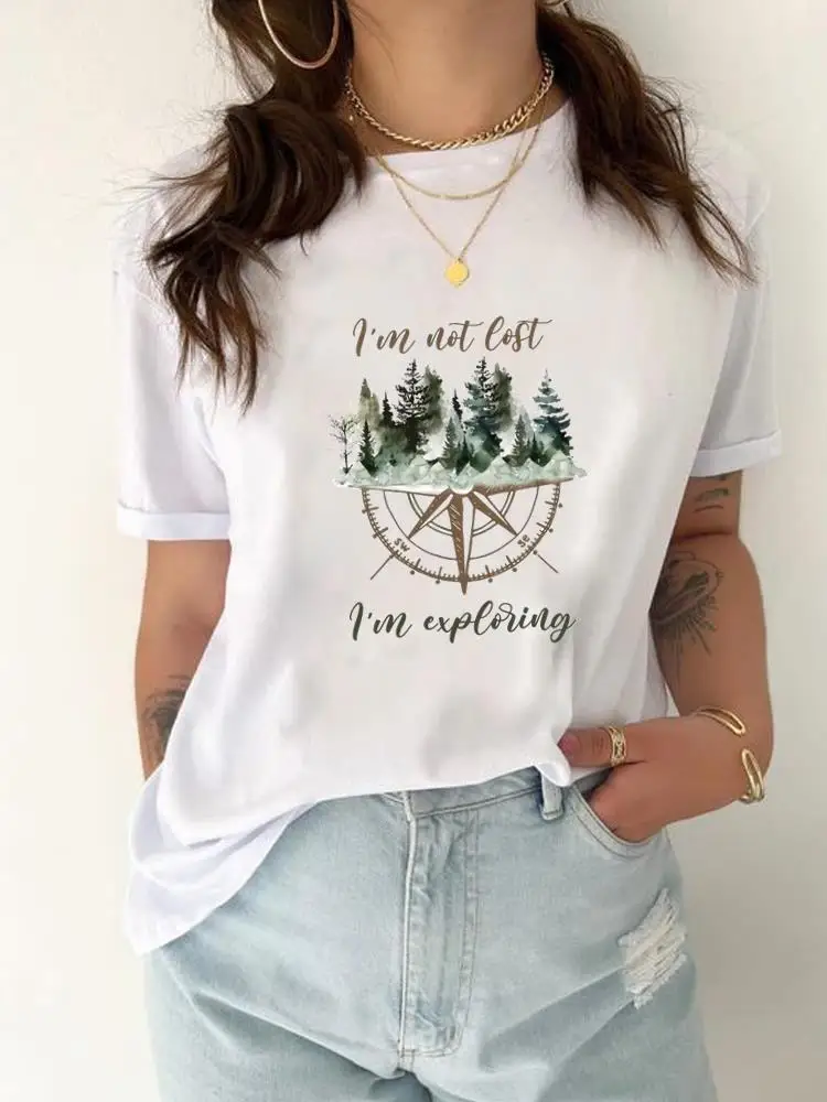 Print T-shirt Top Women Fashion Casual Clothing Female Adventure Lovely Watercolor Trend Graphic T Shirt Short Sleeve Tee