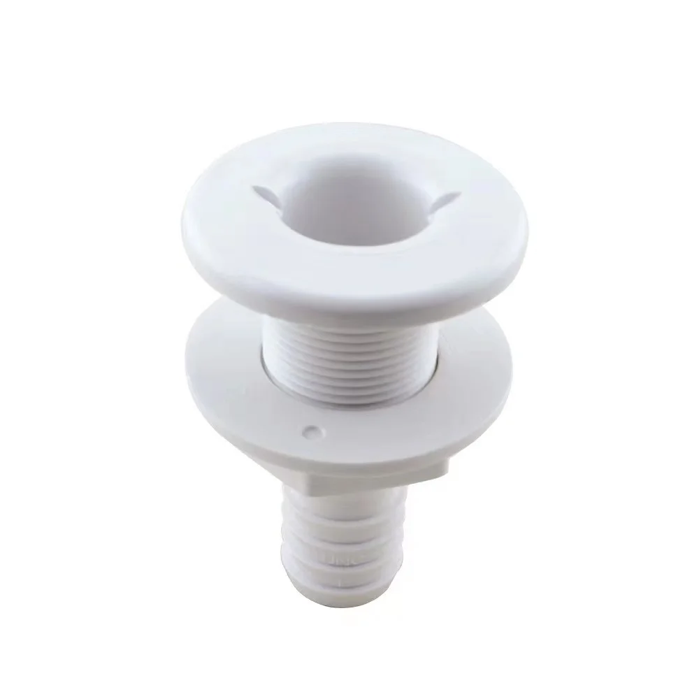 Marine Boat ABS Plastic Thru Hull Fitting Connector For 5/8, 3/4, 1 Inch Hose Boat Drain Bilge Pump Plumbing Fittings