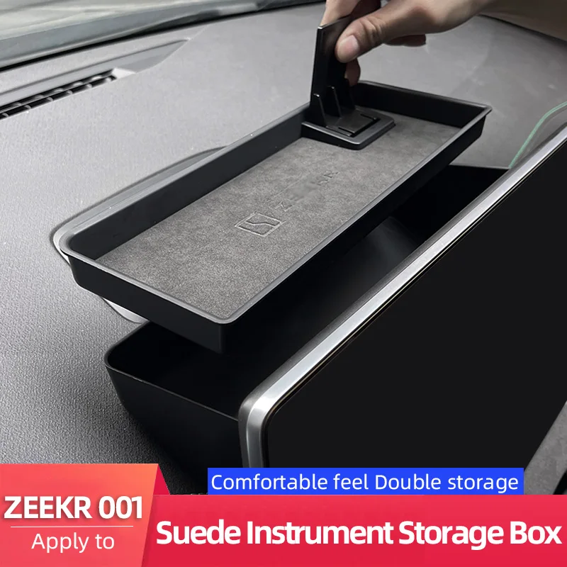 Alcantara+ABS Material Instrument Storage Box For ZEEKR 001 Double Storage Auto Interior Accessories