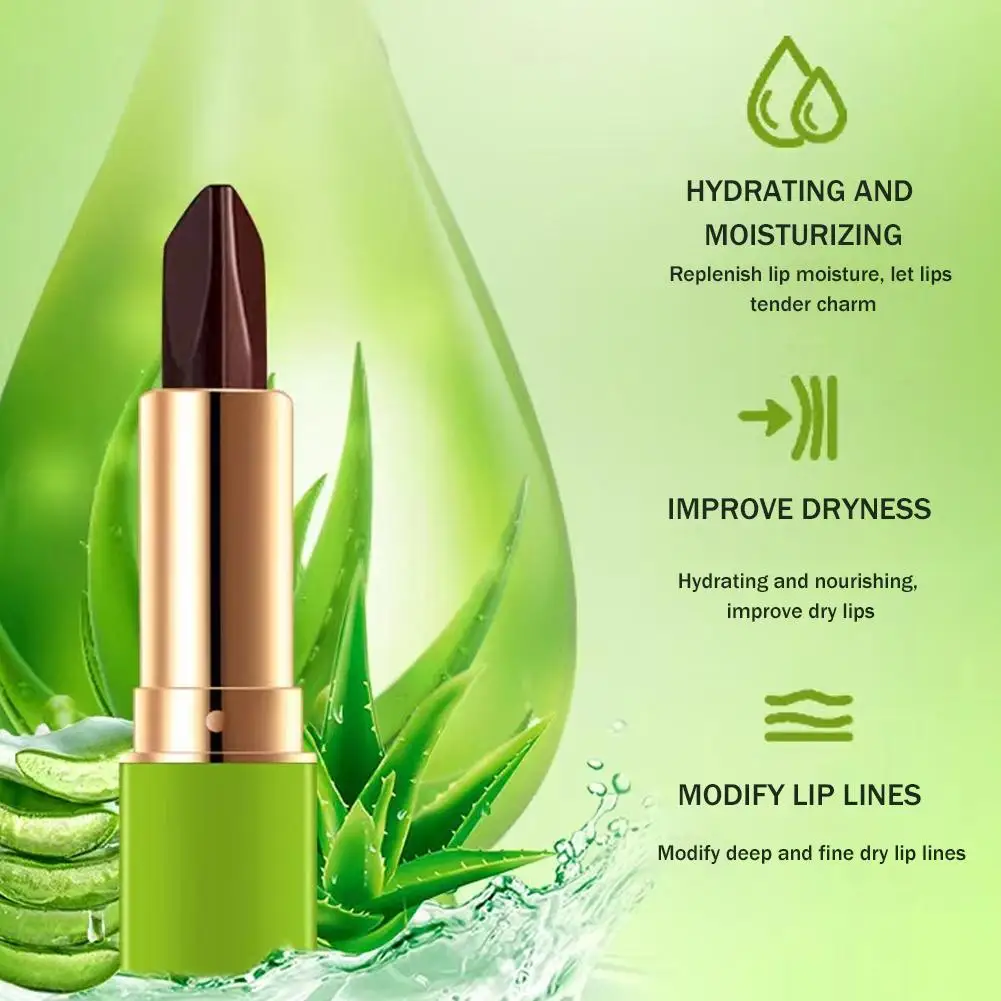 Aloe Vera Discolored Lip Balm Lipstick Magic Color Makeup Nourishing Moisturizing Lasting Changing Girl Lip Gloss Lipstick G5e3