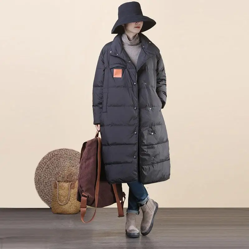 Winter New Women's Down Jacket Loose Commuting Windproof Standing Collar Oversized Down Jacket