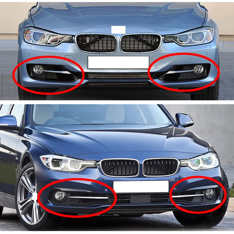 A Pair Car Lamp Covers Front Bumper Fog Light Lampshade For BMW 3 Series F30 F31 2012 2013 2014 2015,W/ TRIM LINES,W/ SPORT LINE