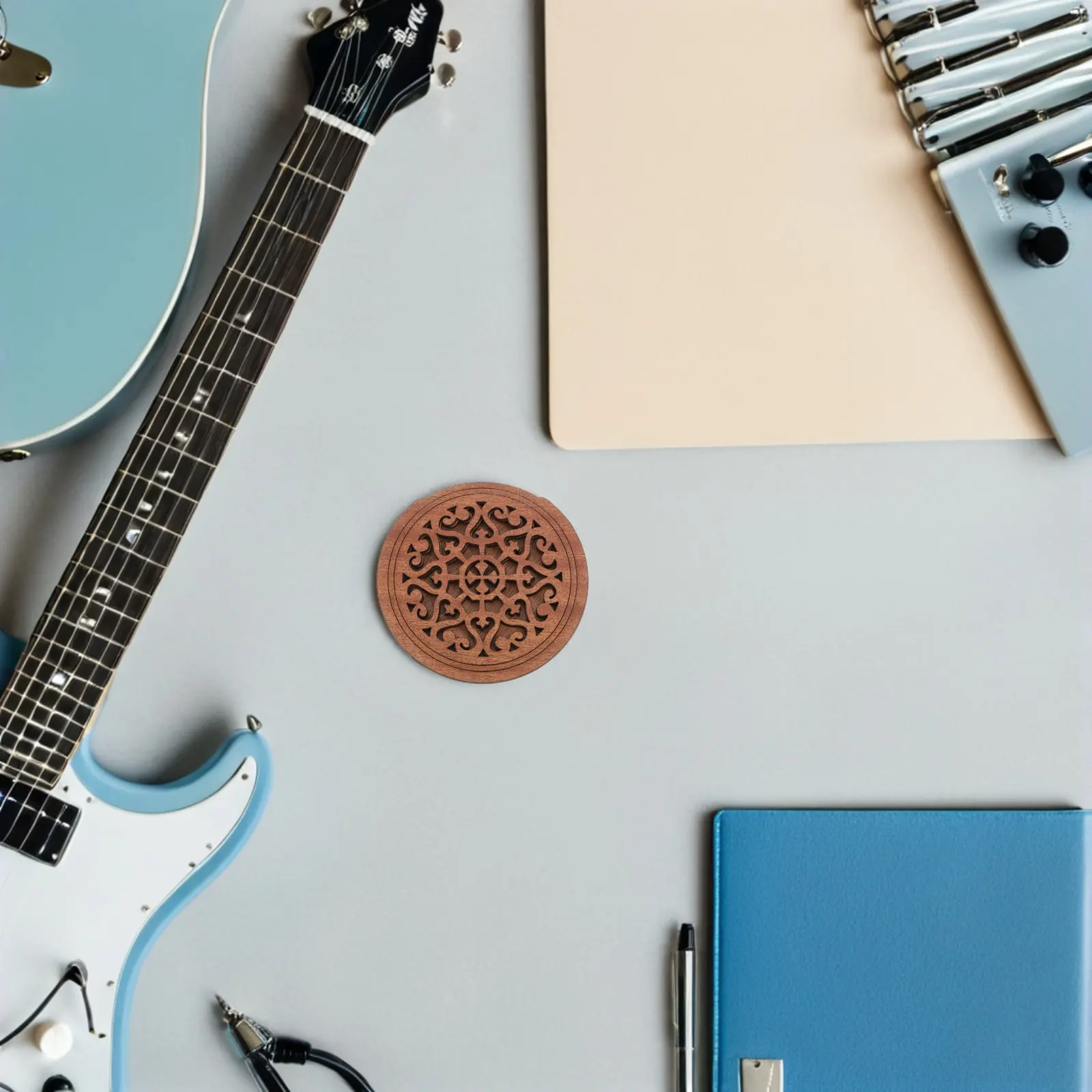 

Комплект из 2 заглушек для резонаторного отверстия акустической гитары, из массива дерева, темно-коричневые, для снижения обратной связи, для гитар 41 дюйм, для студии и сцены