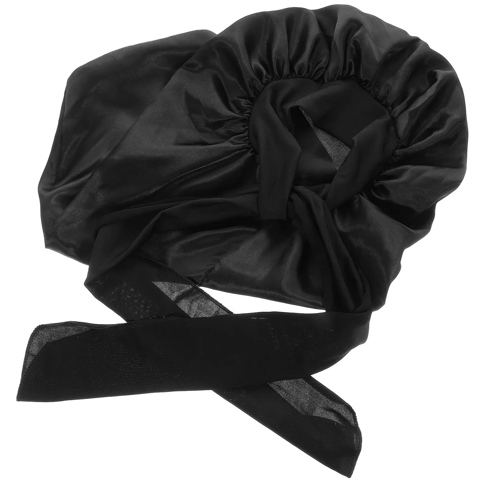 

Long Satin Sleep Hat Black Color Creative Hair Wrap Lightweight Portable Durable Easy to Wear for Women Girls