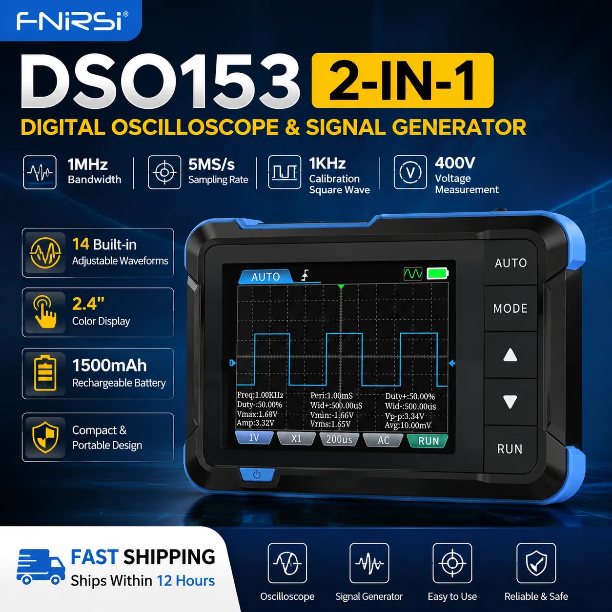 Fnirsi Digital Oscilloscope Handheld - FNIRSI DSO153 2.8