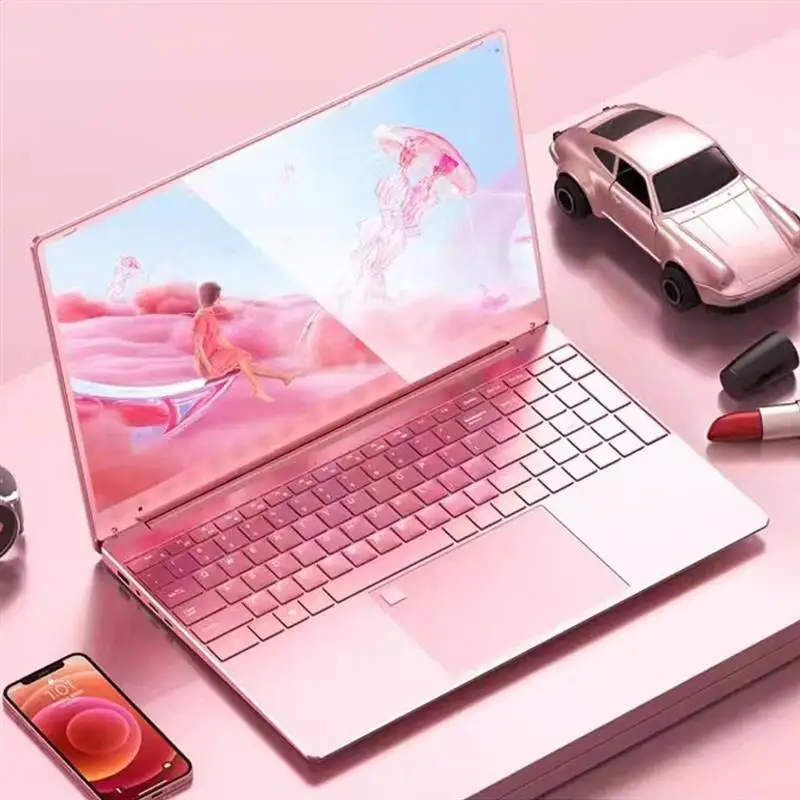 New! Laptop Windows 10 Office Education Gaming Notebook Pink 15.6