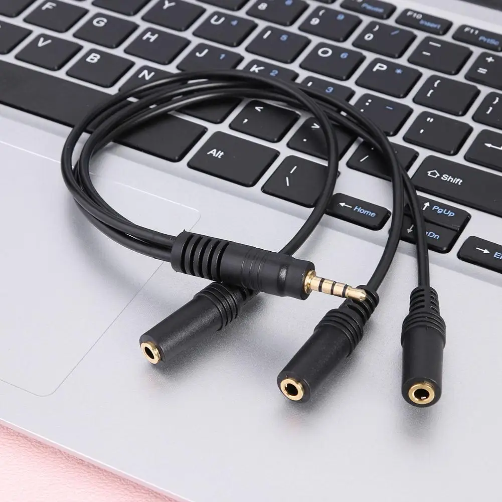 Headphone Splitter Stereo 1/8 Inch TRS/TRRS 3.5mm 1 to 3 Ports Jack Adapter Aux Audio Extension Cable for MP3 PC Phone Speaker