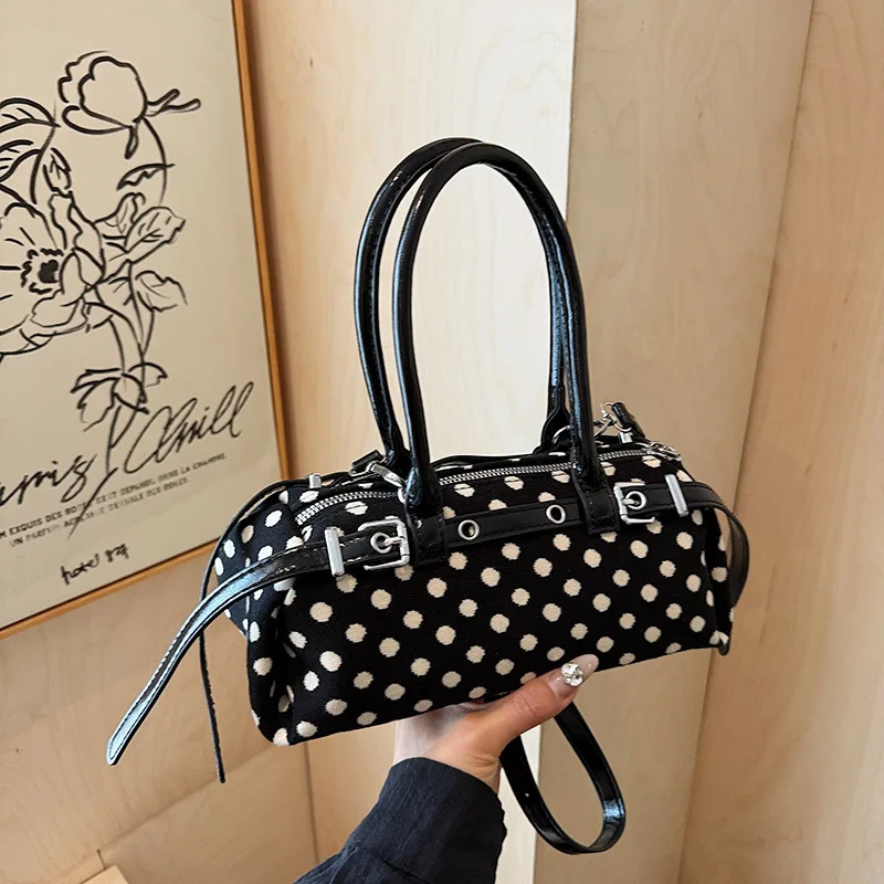 Large Capacity Ins Wave Point Handbag Women'S Fashion Commute Handbag Underarm Bag Design Lady Shoulder Bag Casual Crossbody Bag