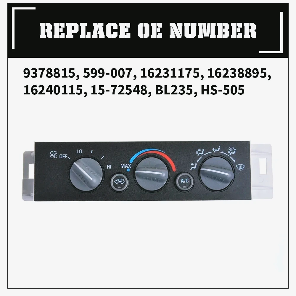 Módulo de control de clima y calefacción para aire acondicionado, panel A/C para Chevy Tahoe GMC Yukon C/K1500 599 2500-1996, 20