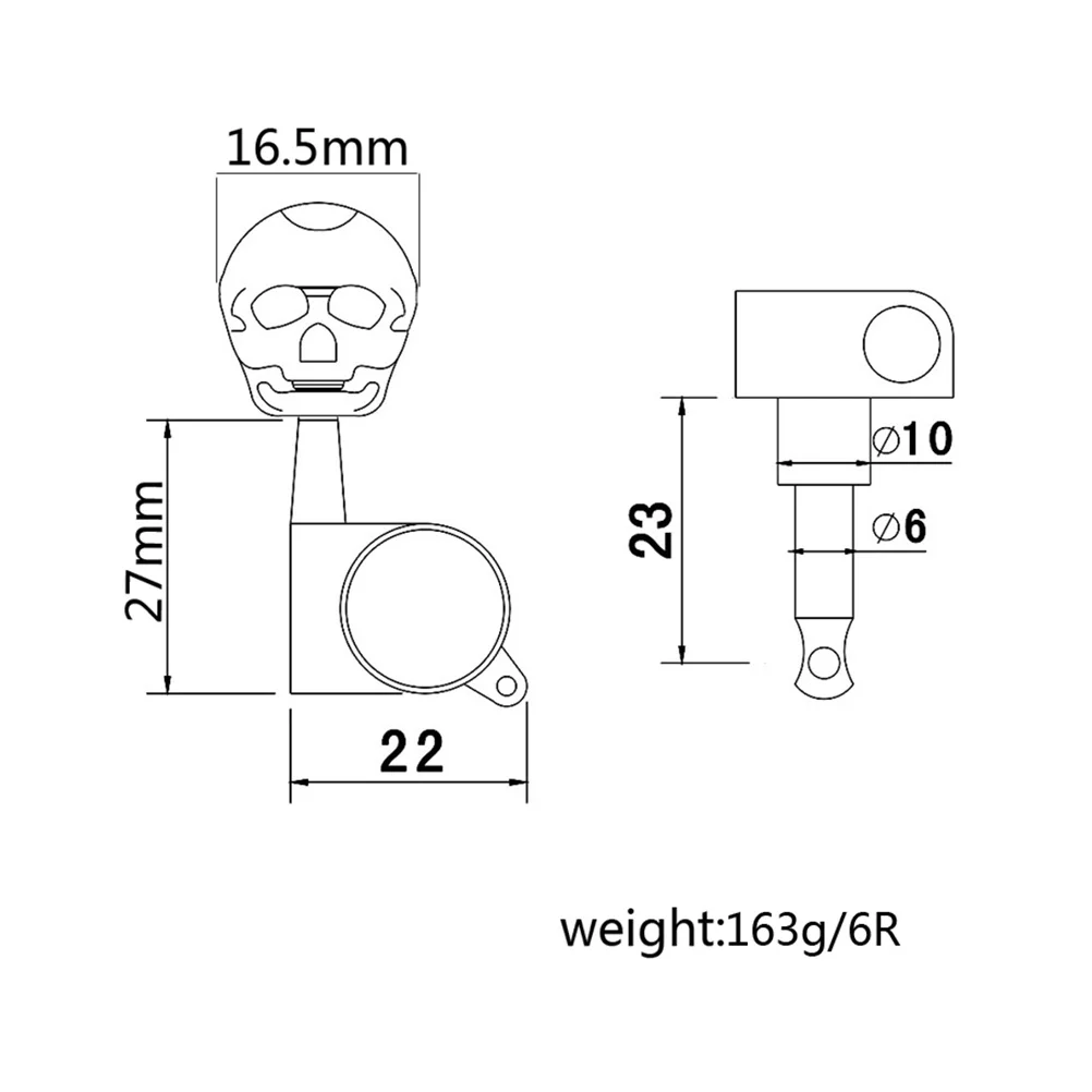 

1Set Skull Shape Guitar Tuning Pegs Vintage Style 6r Machine Heads Metal Body for Electric Guitar Strings