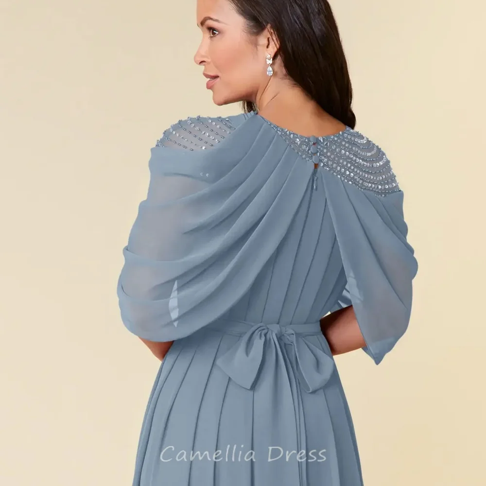 

Vintage Mother of the Wedding Dress Customized A Line Chiffon Sequined Gown Chiffon Evening robe invitée mariage