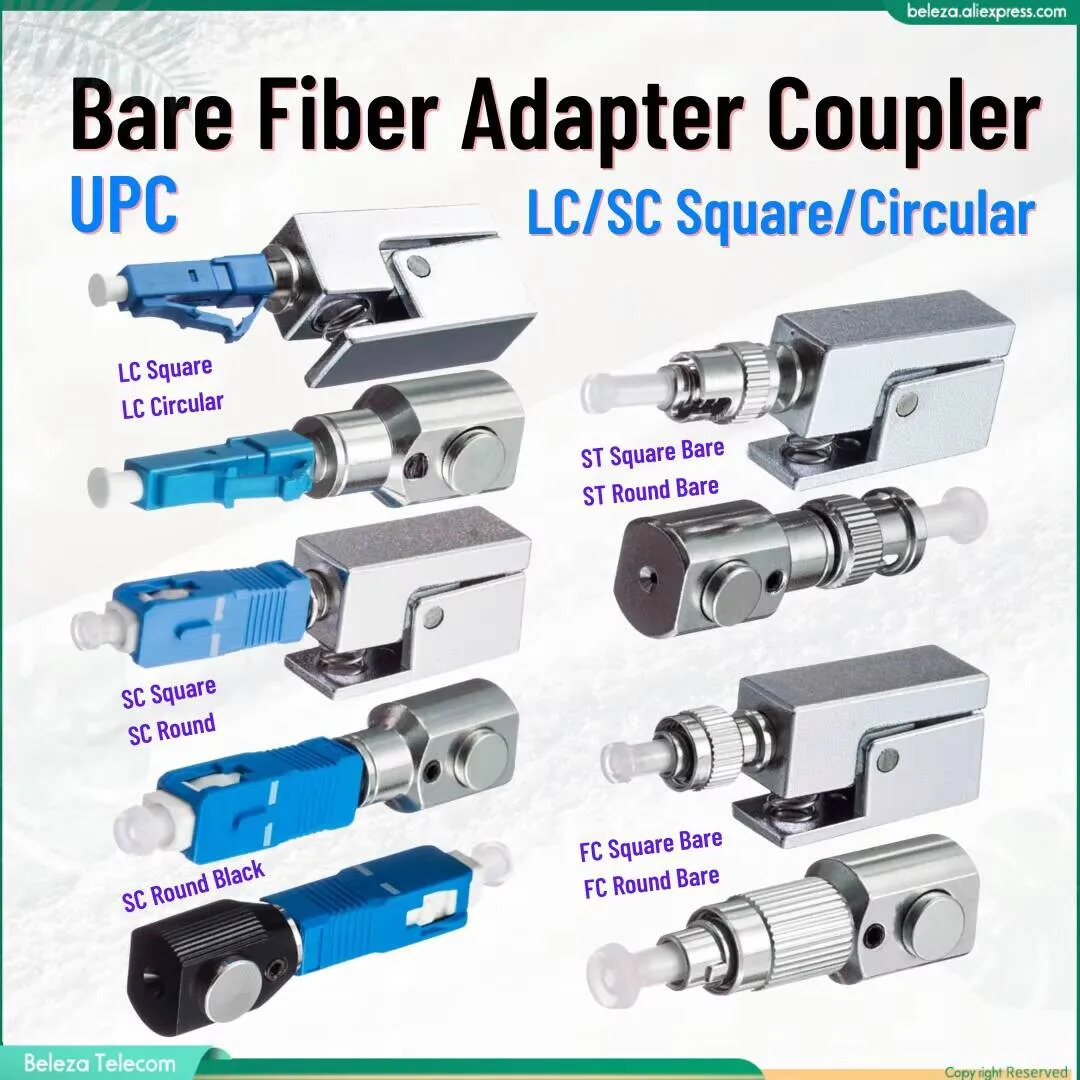 Bare Fiber OTDR Test Coupler Set (2pcs) - Multi-Interface FC/SC/ST/LC UPC Adapters