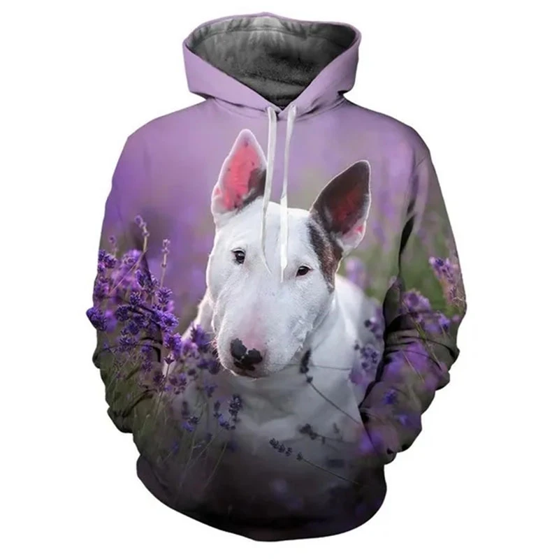 2025 Bull Terrier Graphic Hoodies Pet Dog 3D Print Men Women Cute Pullovers Hooded Sweatshirts Y2k Harajuku Tops Man Clothing