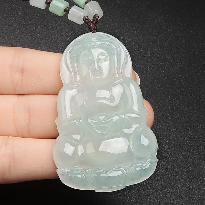 Natural Myanmar Mine Timber Jade Goddess of Mercy Pendant