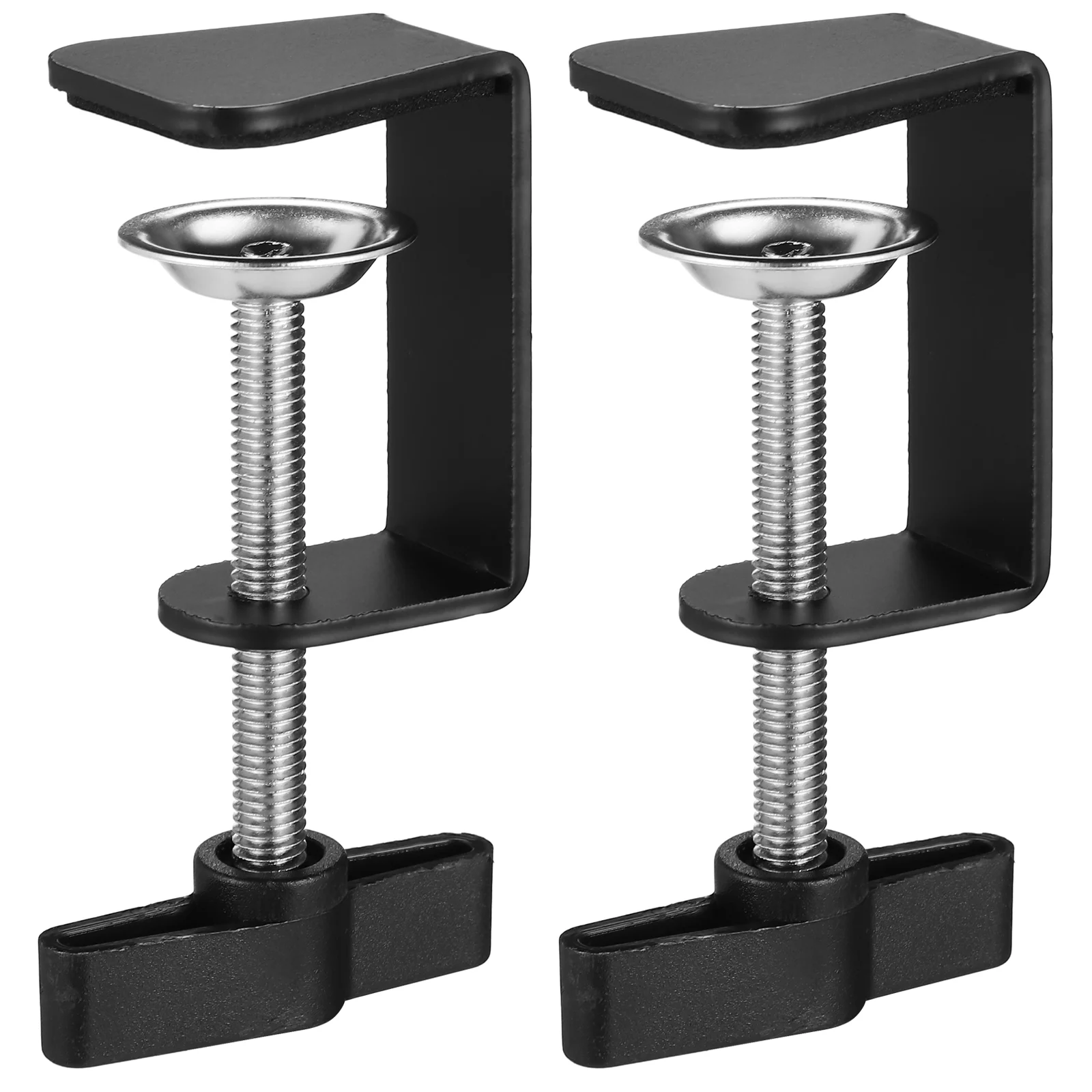 

2 Pcs Clips 360 Degree Desktop Metal Base Cantilever Bracket Table C-Shape for Black Adjustable Office