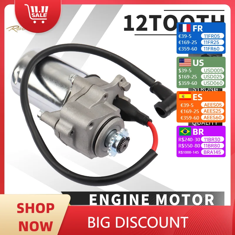 

JSRAOIMG Motorcycle 3 bolt Starter Motor for 50cc 70cc 90cc 110cc 125cc 4-Stroke Engine ATV Quad Bike 4 Wheeler 31210-HP2-671