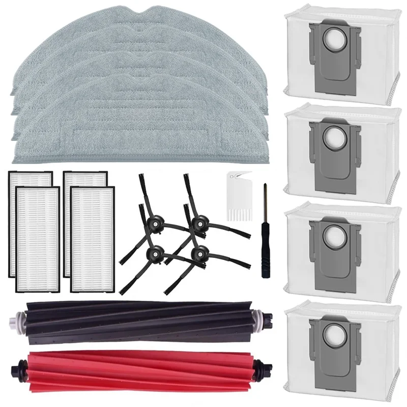 

A76G-For Roborock S8 Pro Ultra Robot Vacuums Dual Main Brush Side Brush Hepa Filter Mop Cloths Dust Bag Parts