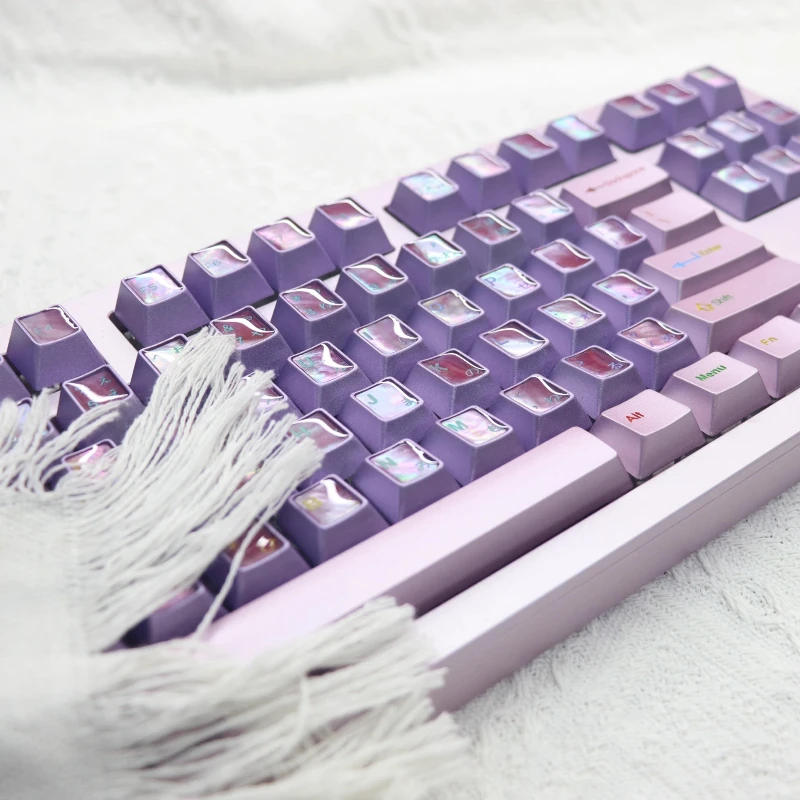 Colorful Mother-of-pearl Inlay Metal Keycaps Customized Alloy Cherry Profile Key Cap Cute Ice-cold Simple Point Keycap for Gamer